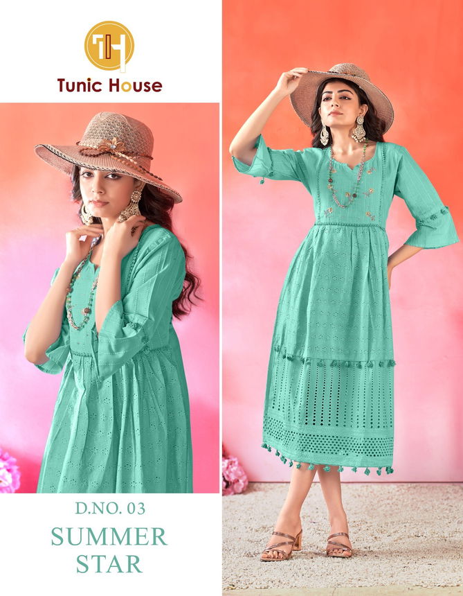 Summer Star By Tunic House Cotton Party Wear Kurtis Wholesalers In Delhi
